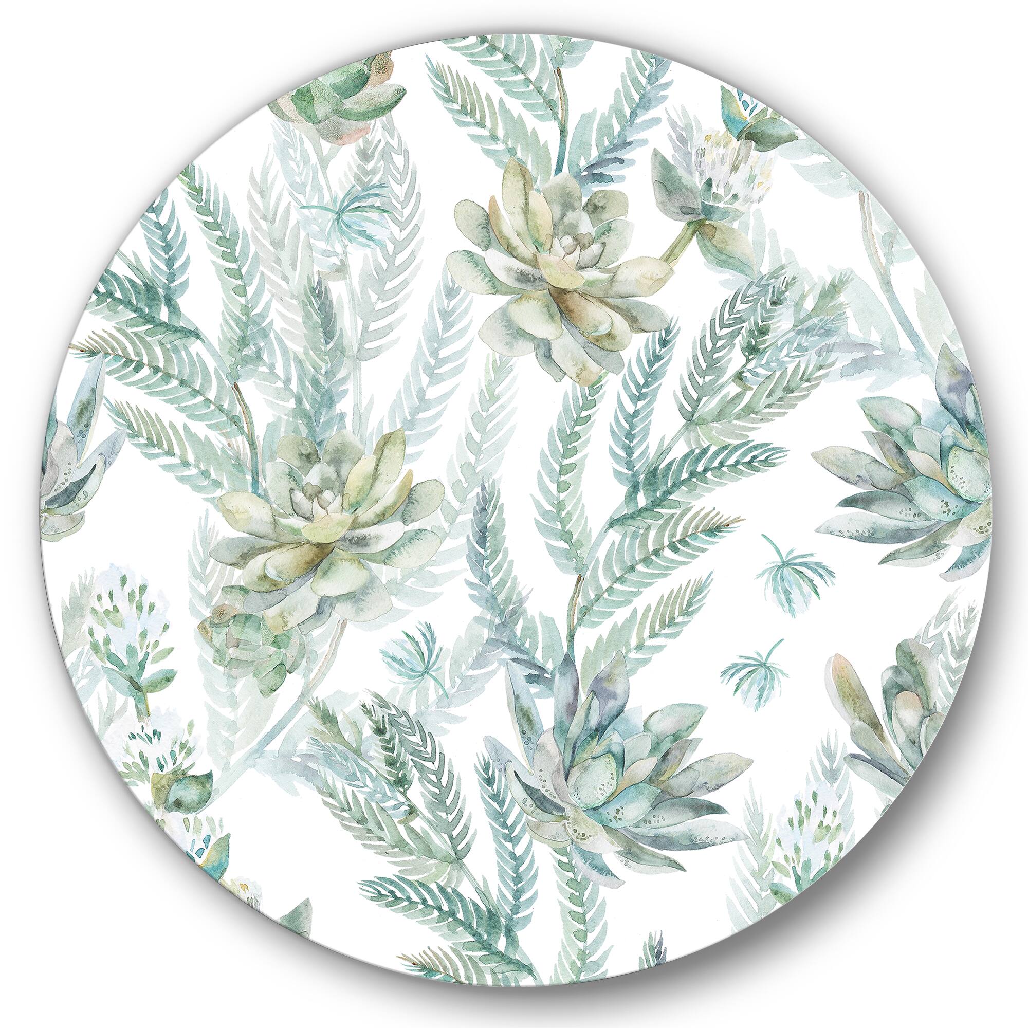 Designart - Floral Seamless Pattern Succulents Ferns Thorns